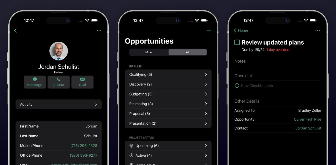 Mobile CRM email sync