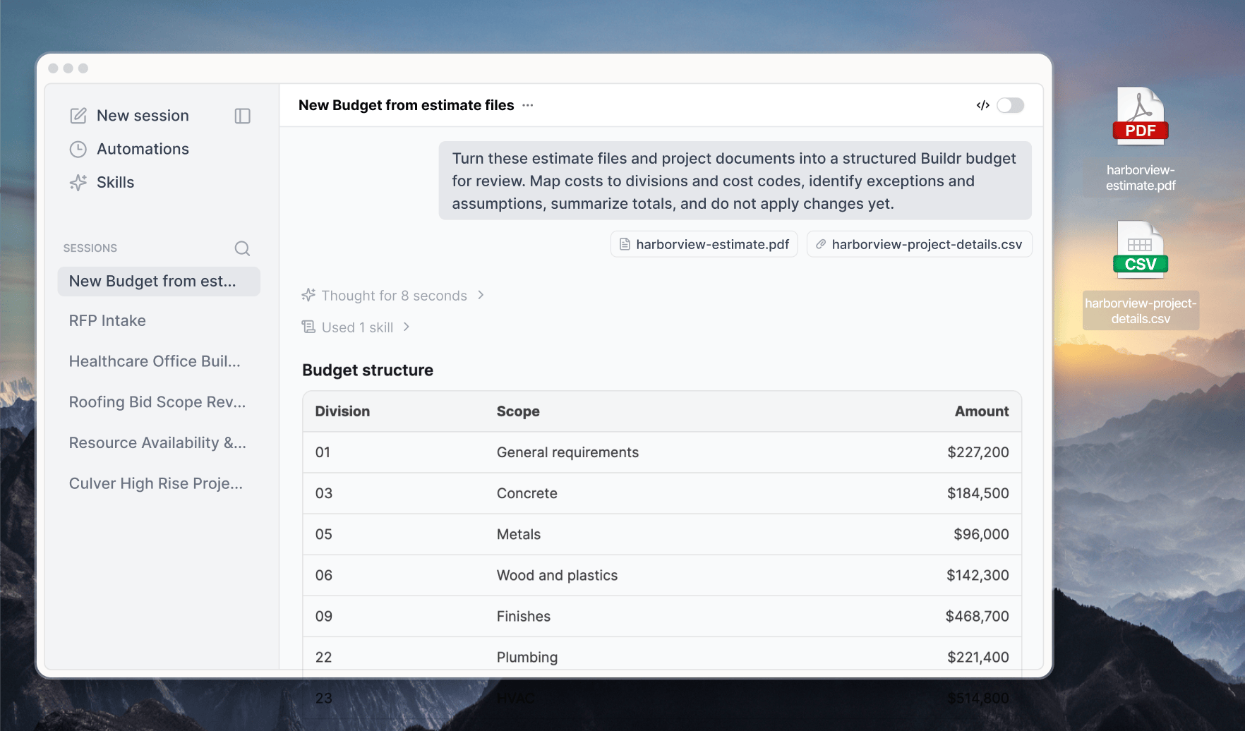 Turn Files into a Working Estimate