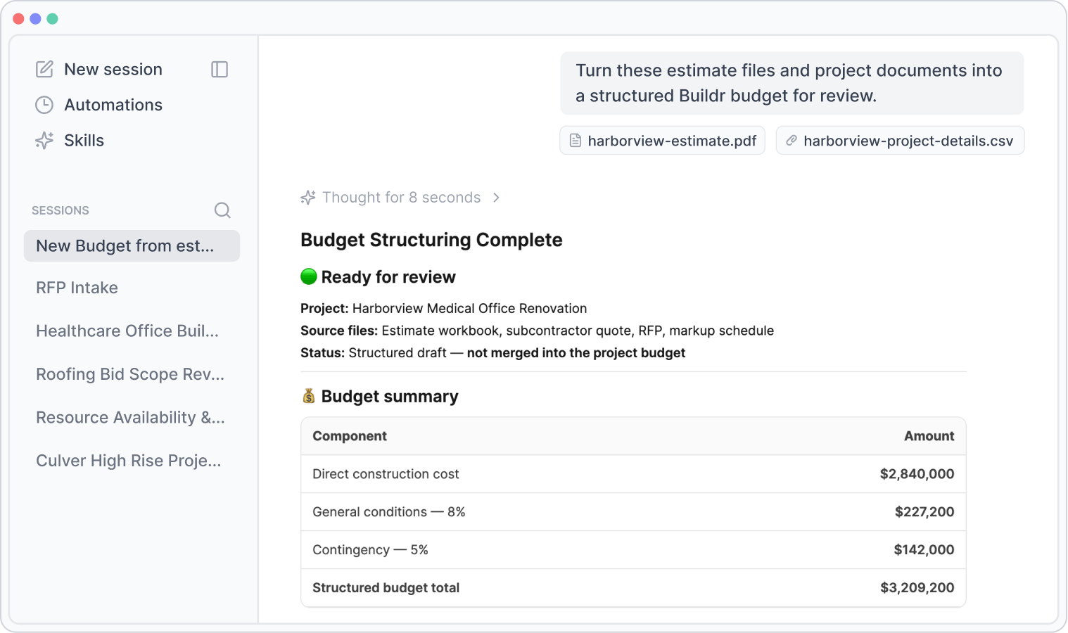 Kit turns estimate files into a structured budget ready for review